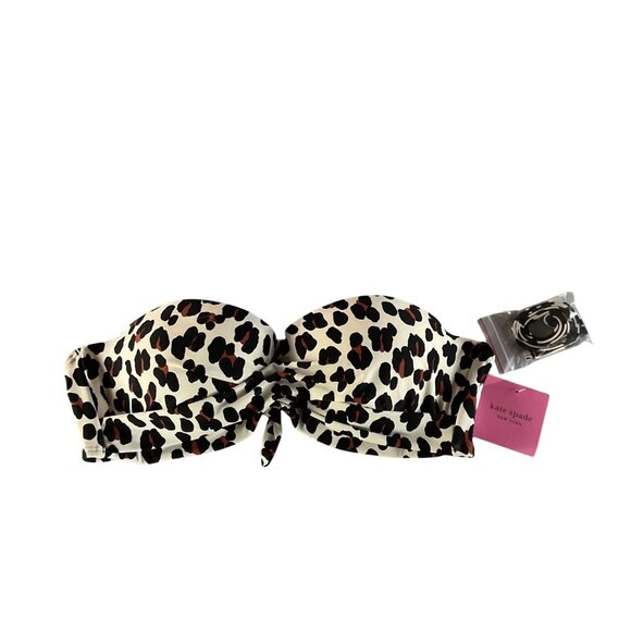 NWT Kate Spade New York Leopard Print Bandeau Bikini Top With Optional Straps XL - Picture 2 of 11